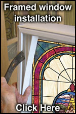 decorative stained glass window film in vinyl frames
